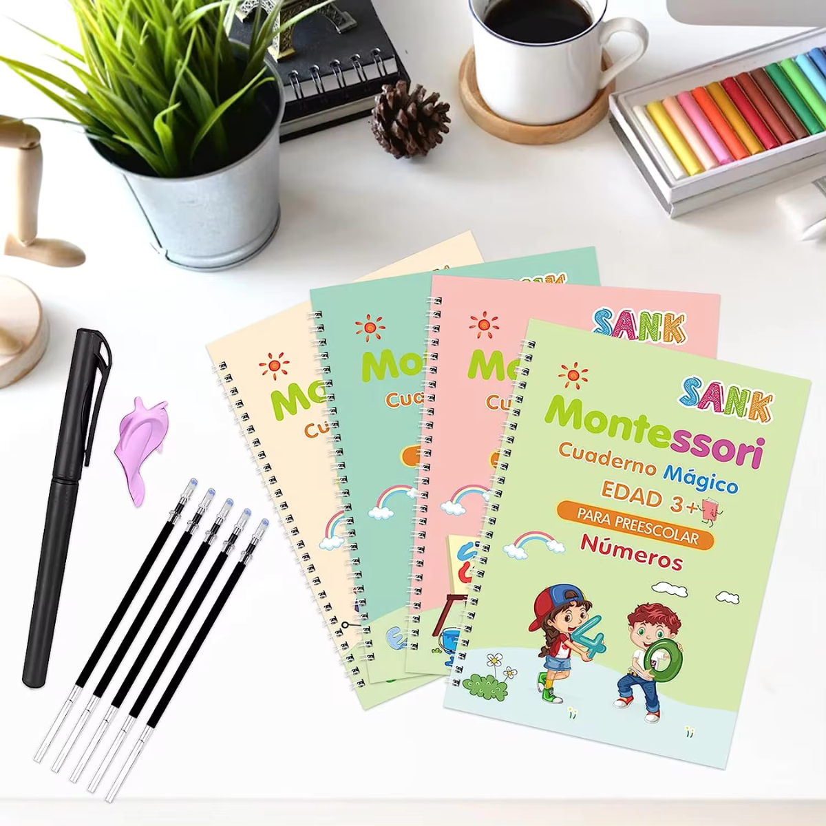 Kit de 4 Cuadernos de Caligrafía Mágicos Montessori