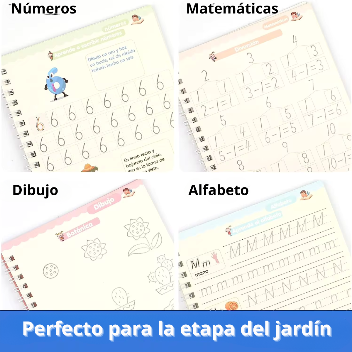 Kit de 4 Cuadernos de Caligrafía Mágicos Montessori